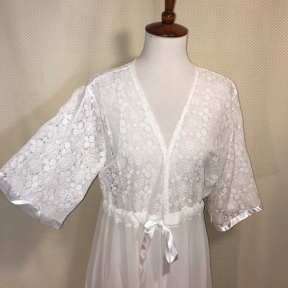 Lace Kimono Beach Cover Up Shawl Robe Duster White - Picture 3 of 5